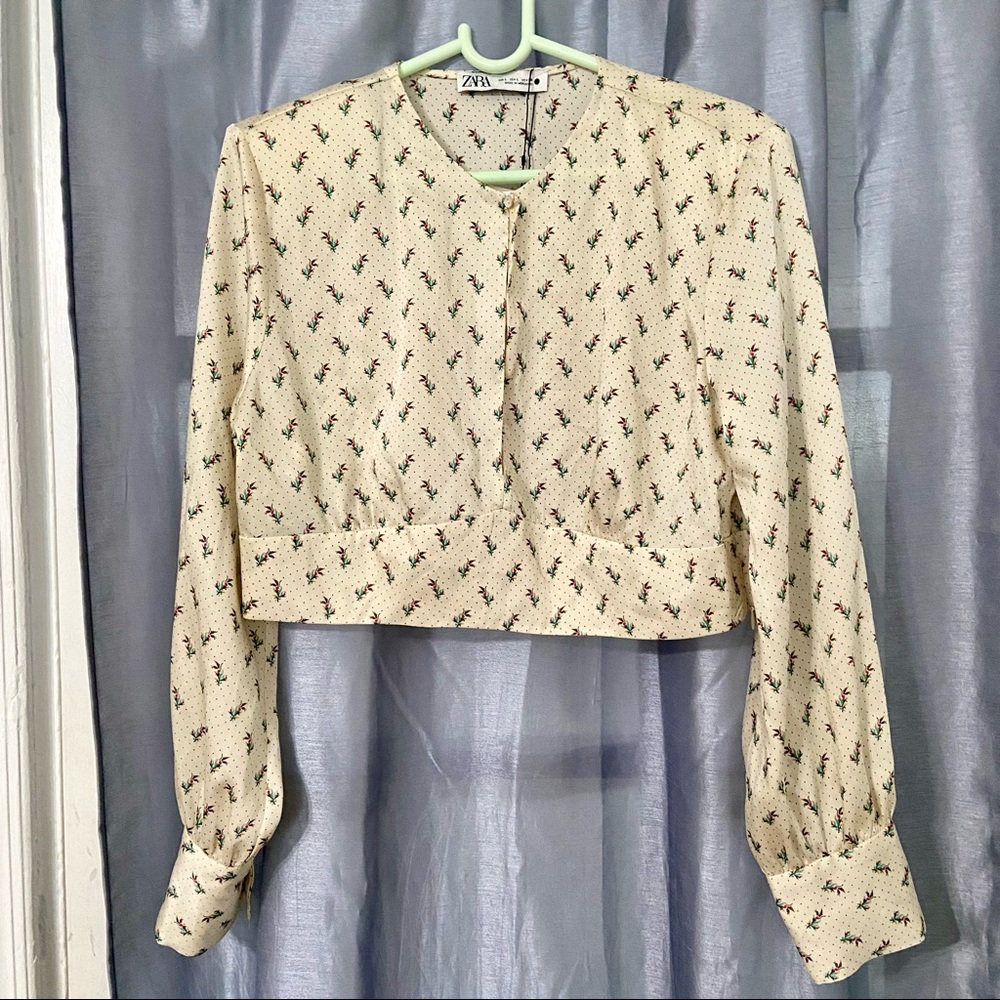 Zara Cropped silk blouse